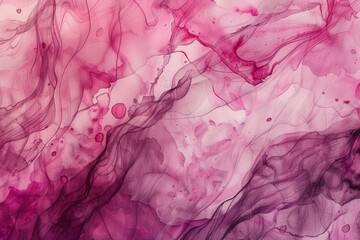 Abstract Watercolor Painting with Pink and Purple Hues