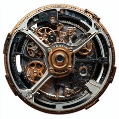 Detailed mechanical clockwork with gears.