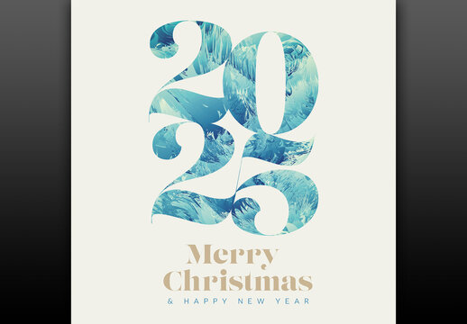 Modern trendy christmas card 2025 with abstract pattern