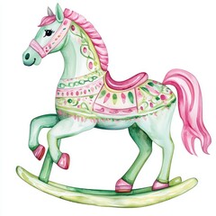 Christmas rocking horse design colors illustration.