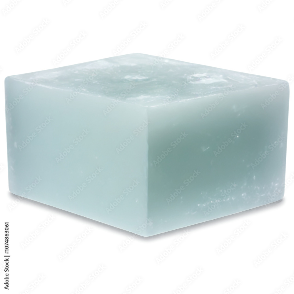 Poster clear block of ice resting on a reflective surface in an indoor setting during daylight hours