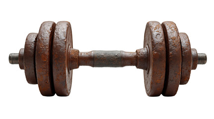 Fototapeta premium Rusty Dumbbell on Transparent Background (PNG).