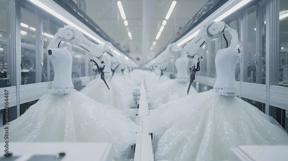 Aufkleber manufacturing automation. advanced high precision robot arms on automated pcb assembly line inside m