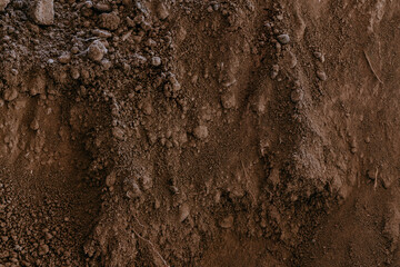 Top view of soil or sand texture background.