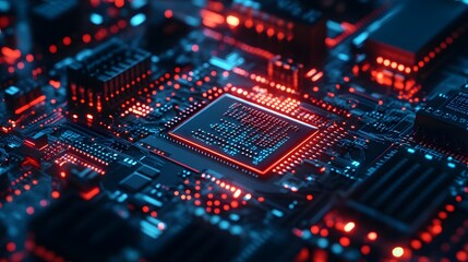 Obraz premium Manufacturing Automation. Advanced High Precision Robot Arms on Automated PCB Assembly Line Inside Modern Electronics Factory. Electronic Devices Production Industry. Component Installation Process.