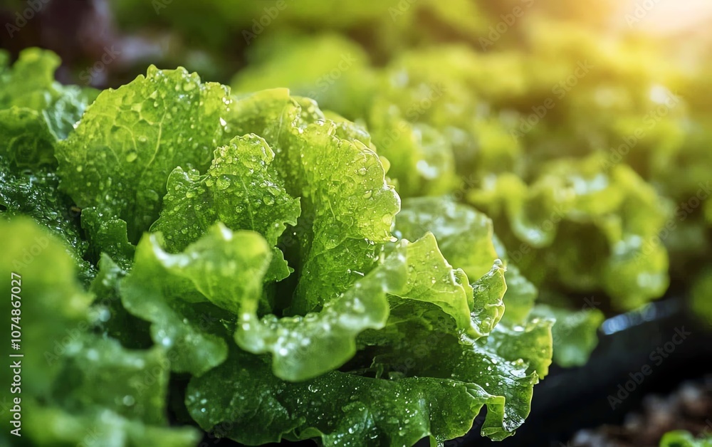 Aufkleber vertical hydroponic farm with rows of crisp green lettuce, efficient use of space for organic, soilf