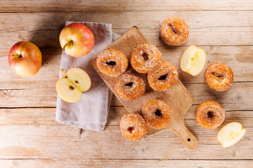 delicious apple donut on wooden background