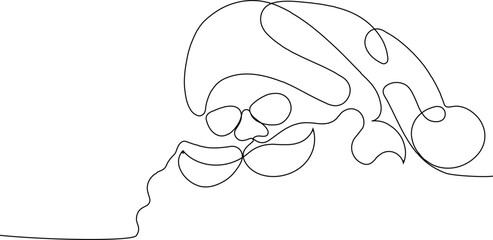 One continuous line drawing Santa Claus on reindeer and sled. concept for Christmas and New Year. vector illustration. Vector illustration