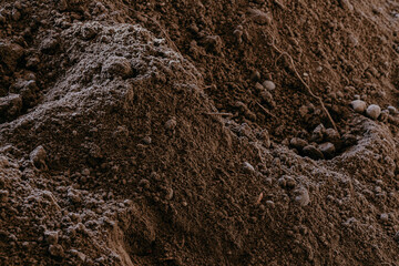 Top view of soil or sand texture background.