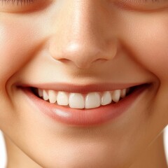Obraz premium Close-up of a person smiling with perfect teeth.