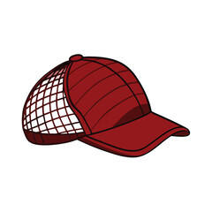 Vector Cartoon Side View Red Net Cap Beach Headwear on a isolated white background