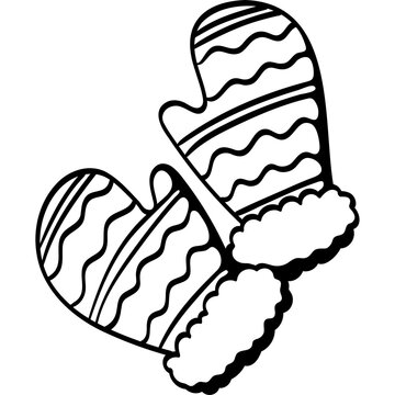 black and white winter mittens clip art preview