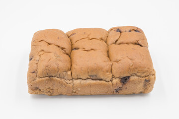 Japanese milk bread on white background, Loaf of bread on white background, White bread made from rye and wheat flour coarse grinding