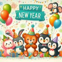 Fototapeta premium children's greeting card for the holiday new year