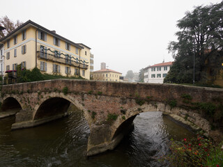 Old bridge over Lambro river at Monza, italy