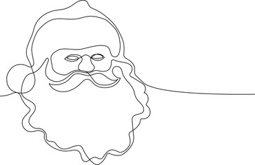 One continuous line drawing Santa Claus on reindeer and sled. concept for Christmas and New Year. vector illustration. Vector illustration