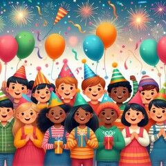 Fototapeta premium children's greeting card for the holiday new year