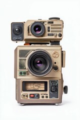 Fototapeta premium Vintage camera with multiple lenses and dials.