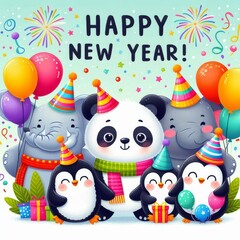 Fototapeta premium children's greeting card for the holiday new year