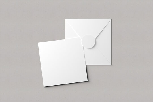 Square Card and Envelope Mockup