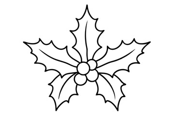 Christmas mistletoe outline icon, Christmas holly berry leaves. Mistletoe line art Vector