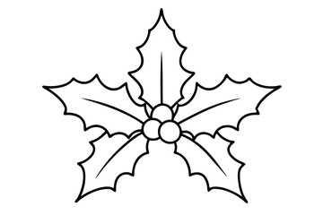 Christmas mistletoe outline icon, Christmas holly berry leaves. Mistletoe line art Vector