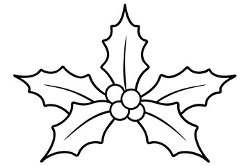 Christmas mistletoe outline icon, Christmas holly berry leaves. Mistletoe line art Vector