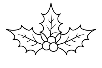 Christmas mistletoe outline icon, Christmas holly berry leaves. Mistletoe line art Vector © Trendy CraftSVG 