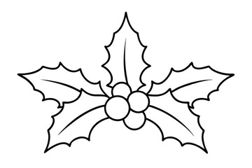 Christmas mistletoe outline icon, Christmas holly berry leaves. Mistletoe line art Vector
