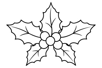 Christmas mistletoe outline icon, Christmas holly berry leaves. Mistletoe line art Vector