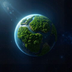 green planet dark background view from space,  Al Generation