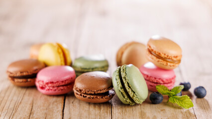colorful macaroons. french pastry, bakery
