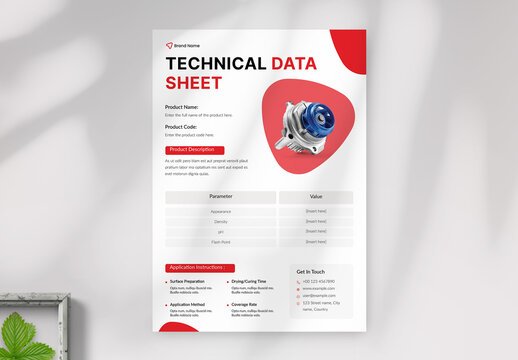 Product Data Sheet Template Layout