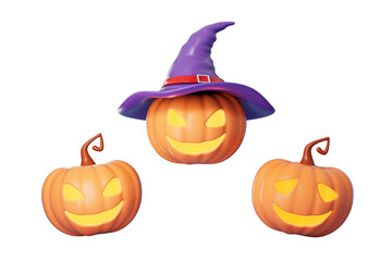 Cartoon halloween and pumpkin,3d rendering
