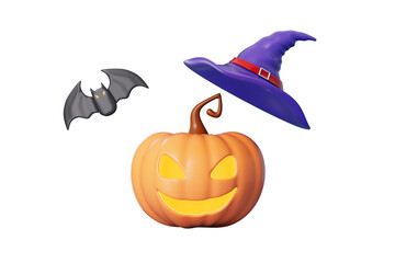 Cartoon halloween and pumpkin,3d rendering