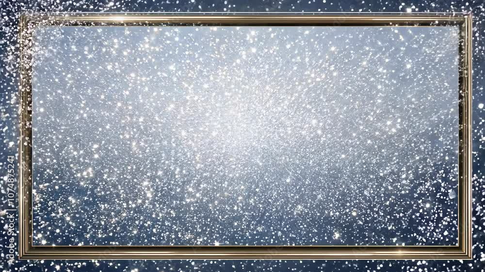 Poster glittering and sparkling frame filled with shimmering particles, evoking a magical and enchanting at