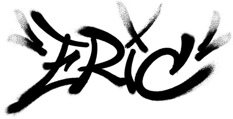 Sprayed Eric name with overspray in black over white. Vector illustration.