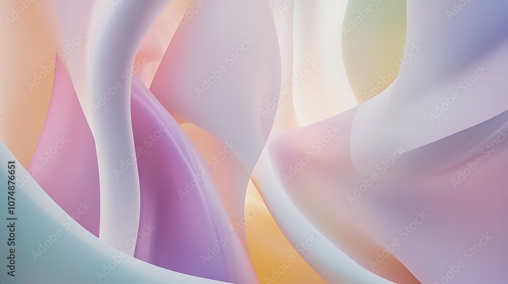 Poster abstract pastel background with soft, flowing curves.