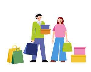 Consumers. Vector simple color flat illustration.