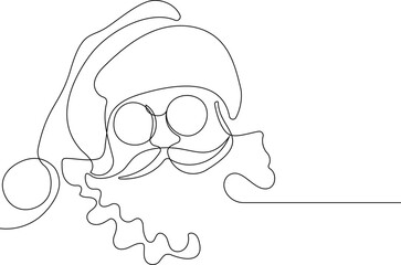 One continuous line drawing Santa Claus on reindeer and sled. concept for Christmas and New Year. vector illustration. Vector illustration