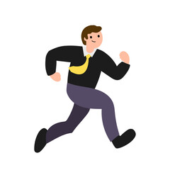 Running man in shirt and tie. Vector simple color flat illustration.
