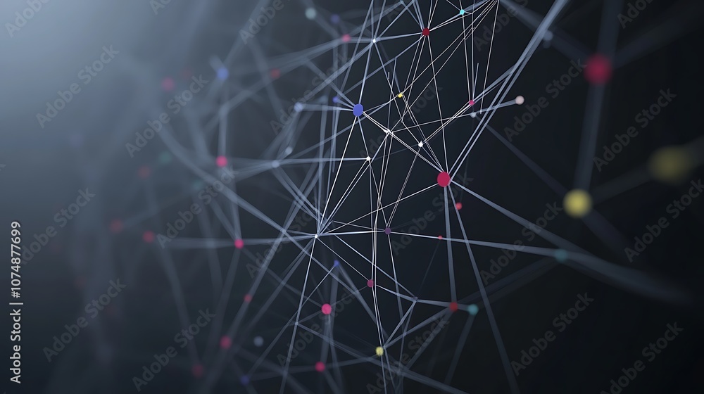 Poster Abstract network with colorful nodes and lines.