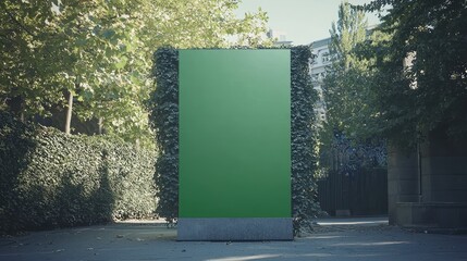 Green Wall Surrounded by Lush Foliage in Urban Setting