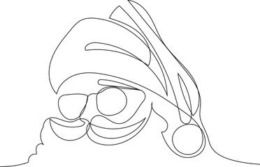 One continuous line drawing Santa Claus on reindeer and sled. concept for Christmas and New Year. vector illustration. Vector illustration