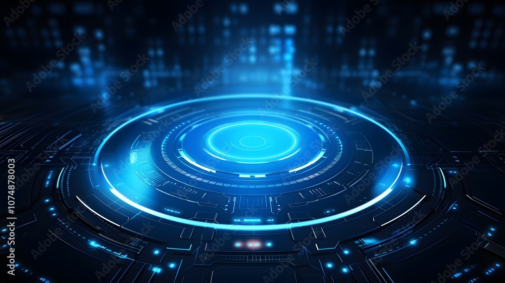 Poster blue abstract technology background circles digital hi-tech technology design background. concept in