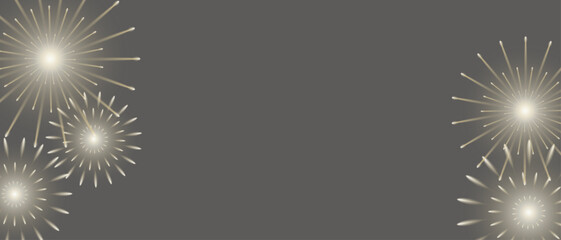 Festive, New Year background with fireworks on a transparent background. Сelebration banner, New Year border for you design