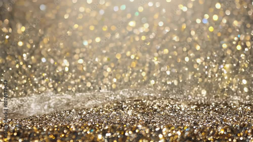 Poster a sparkling golden texture with light reflections, creating a shimmering, luxurious effect