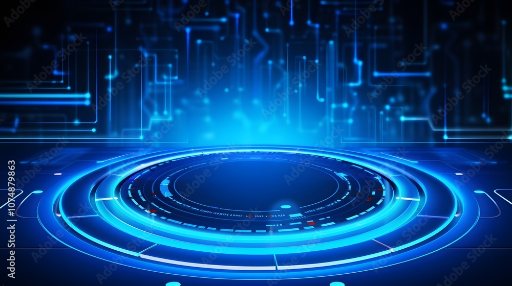 Poster blue abstract technology background circles digital hi-tech technology design background. concept in