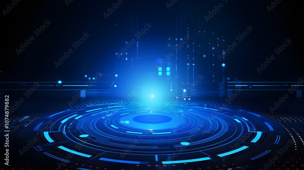 Poster blue abstract technology background circles digital hi-tech technology design background. concept in