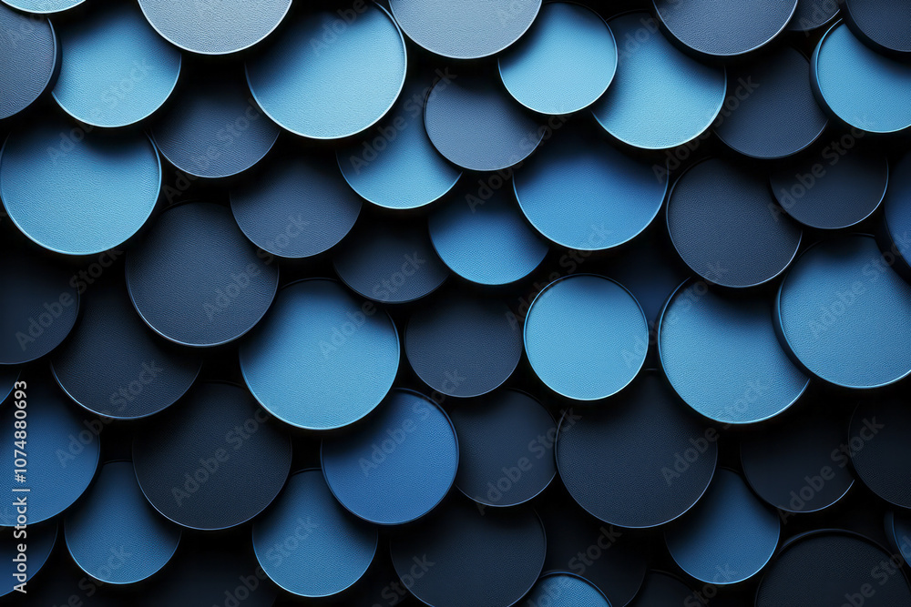Poster abstract background of layered glossy circles in various sizes, creating a sleek geometric effect on